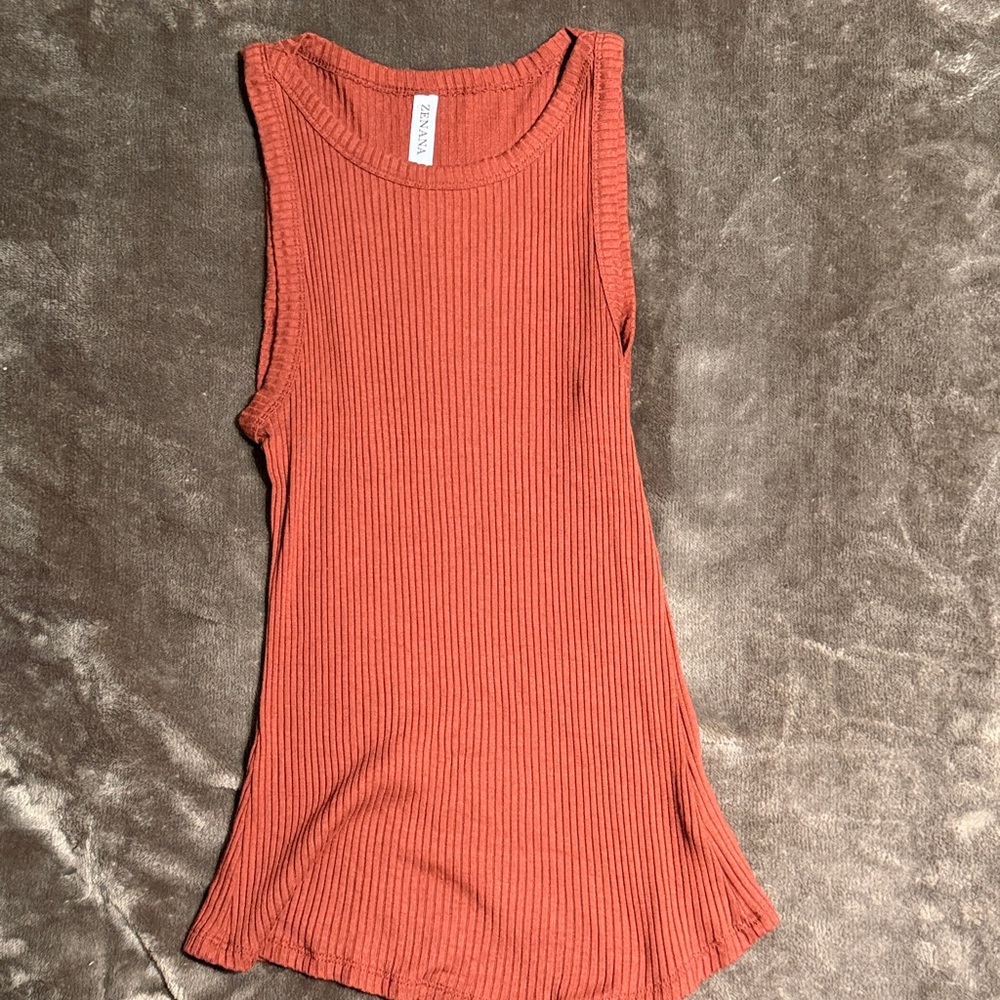 Zenana Outfitters Ribbed Tank in Rusty Orange